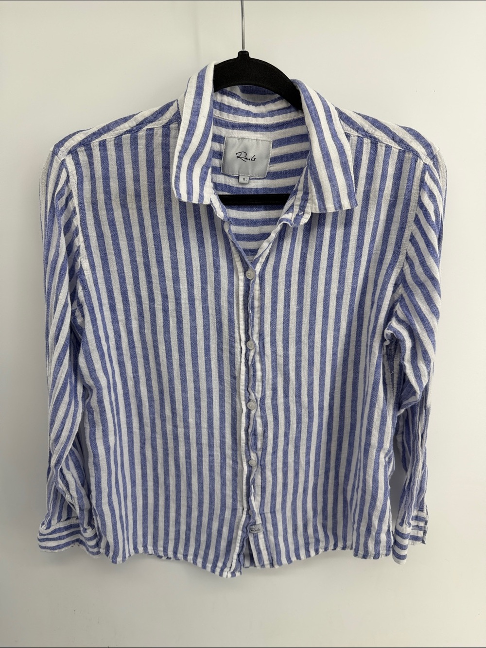 Rails linen blend striped nautical beachy old money long sleeve button up shirt